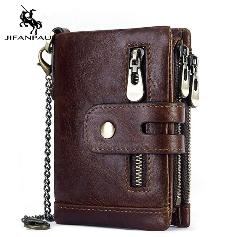 

JIFANPAUL new men's wallet fashion anti-theft brush wallet fold multi-card position men's leather wallet Cow wallet for men