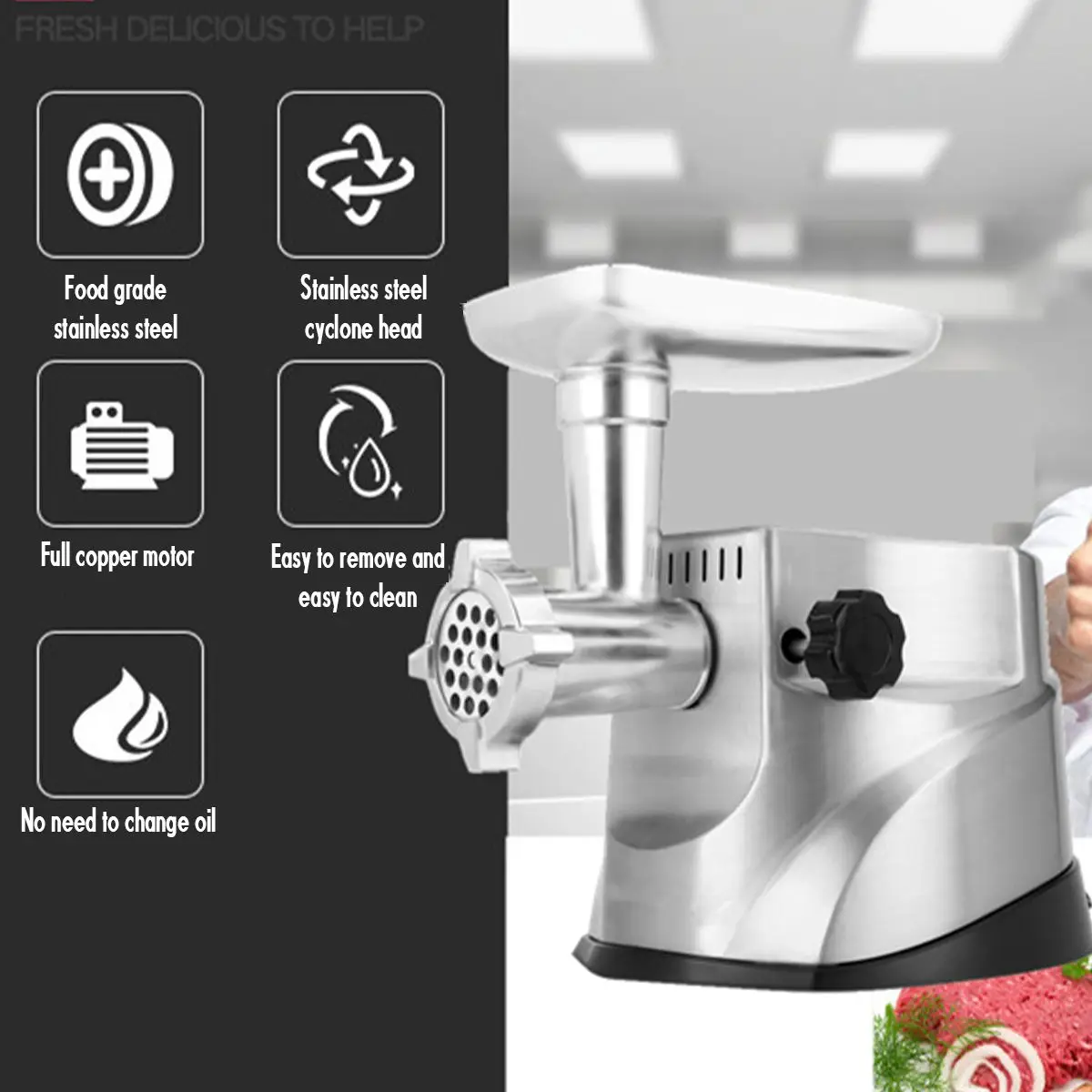 Ceny 3000W elektryczne maszynki do mielenia mięsa kiełbasa nadziewarka ekspres do pizzy z hamburgerami maszynki do mielenia mięsa ekspres do ze stali nierdzewnej ostrze dla kuchnia W domu