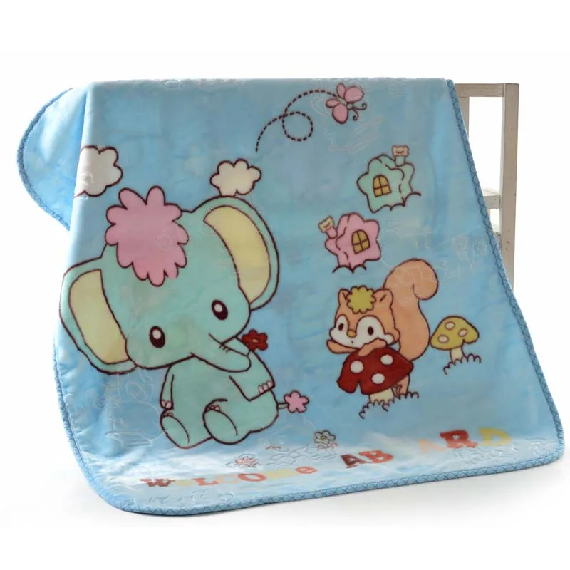 Высокое качество одеяло для новорожденных плюс утепленные, фланелевые Пеленальное Одеяло конверт коляска Мультяшные одеяла для новорожденных и детей ясельного возраста постельные принадлежности одеяло - Цвет: Blue elephant