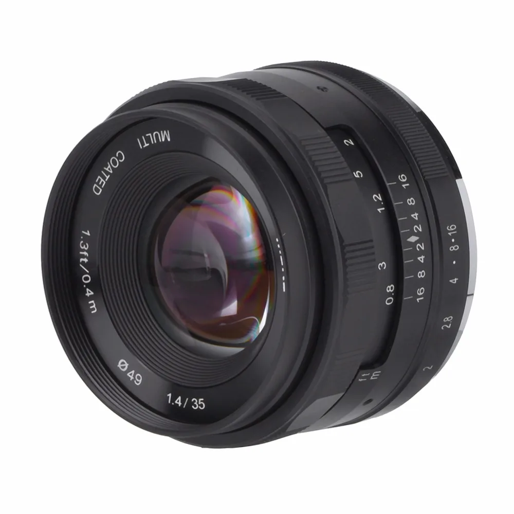 Meike 35 мм f1.4 объектив с большой апертурой ручной фокусировки для Fujifilm FX Крепление камеры для sony E NEX3/A5000/A5100/A6000/A6100/A6300