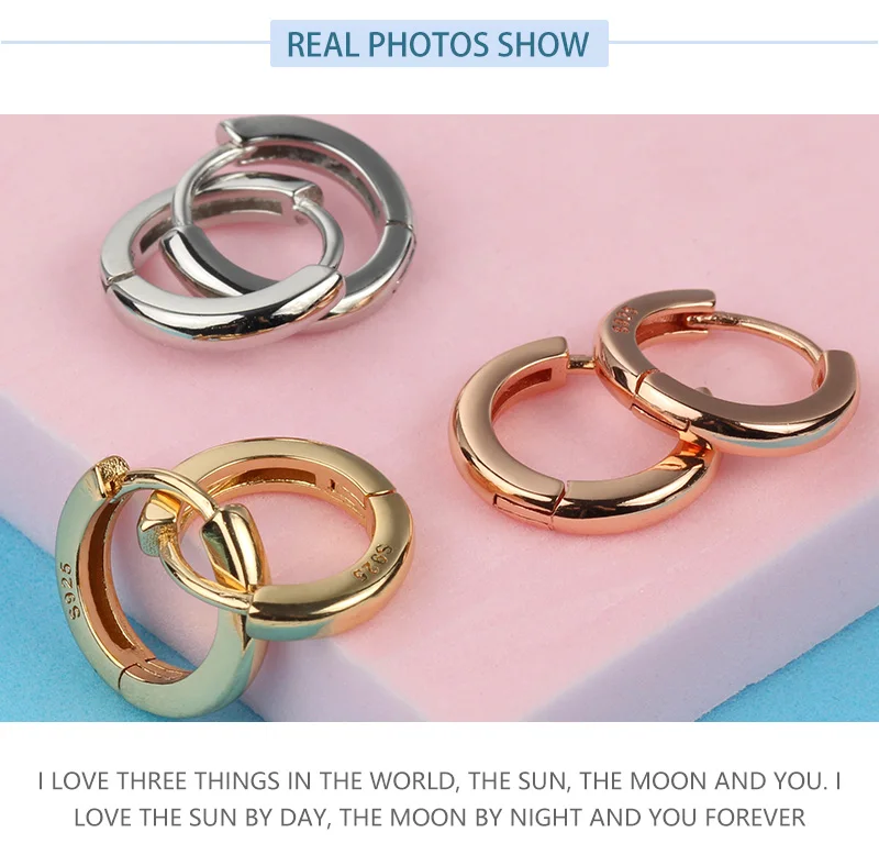 Summer New 925 Sterling Silver Hoop Earrings Original For Women Luxury Fashion Jewelry Party Rose Gold Huggie Earring 2021 Trend