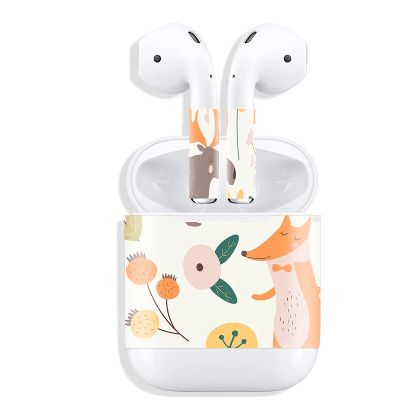 Мультяшная наклейка для Apple Airpods 2 1 air pods airpod Кожа Наклейка s камуфляж череп цветок лиса клубника - Цвет: fox