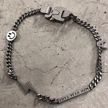 

ALYX Necklace Good Quality Hip Hop Smiley Pearl ALYX Accessories Titanium Steel Metal ALYX Hero Chain Necklace