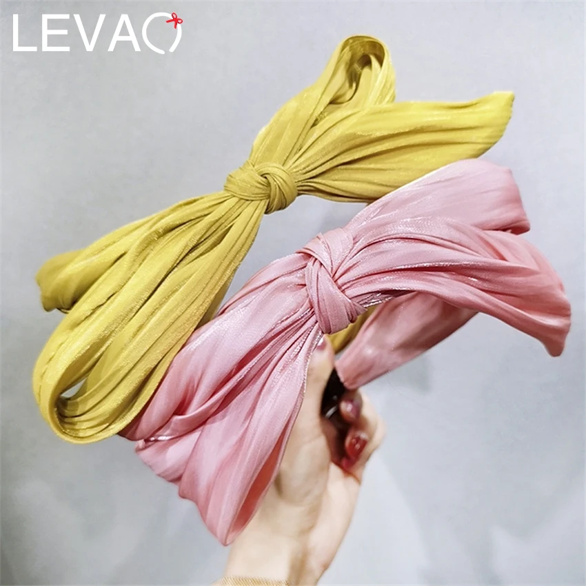 

Levao Satin Knot Headband Big Bowknot Hair Hoop Cross Knotted Hair Bow Ties Hair Band Bezel Hair Accessories for Girls Women