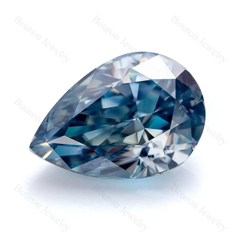 

Moissanite Stone Vivid Blue GRA Crushed Ice Pear Loose Gemstone Passed Diamond Tester