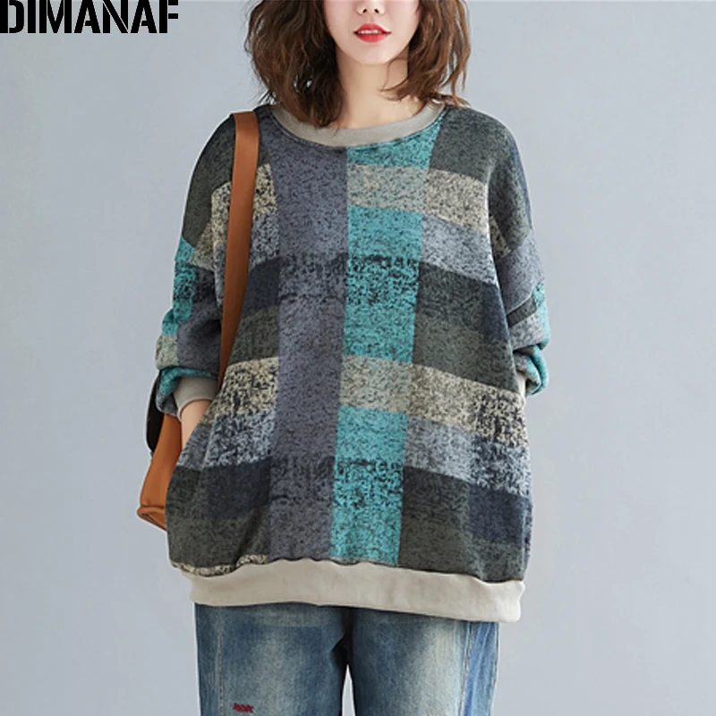 DIMANAF, осенне-зимние женские свитшоты, женские топы, пуловеры, вязанные хлопковые толстые винтажные свободные свитера с длинным рукавом размера плюс - Цвет: JY8973CN