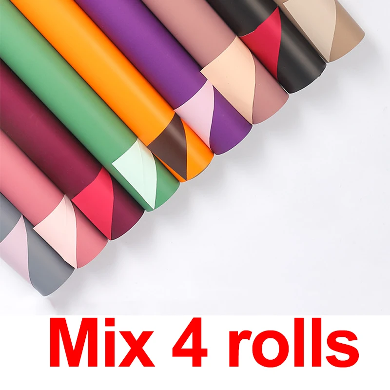 Mix 4rolls 60 см* 10 ярдов рулонная оберточная бумага для цветов утолщенная двухцветная водонепроницаемая бумага Цветочный упаковочный материал - Цвет: Mix 4rolls