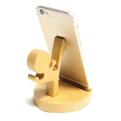 Khaki Анти-скольжения и рисунком «кунг-фу» для мальчиков, деревянный Универсальный держатель для мобильного телефона Настольная подставка держатель кронштейн - Цвет: Khaki