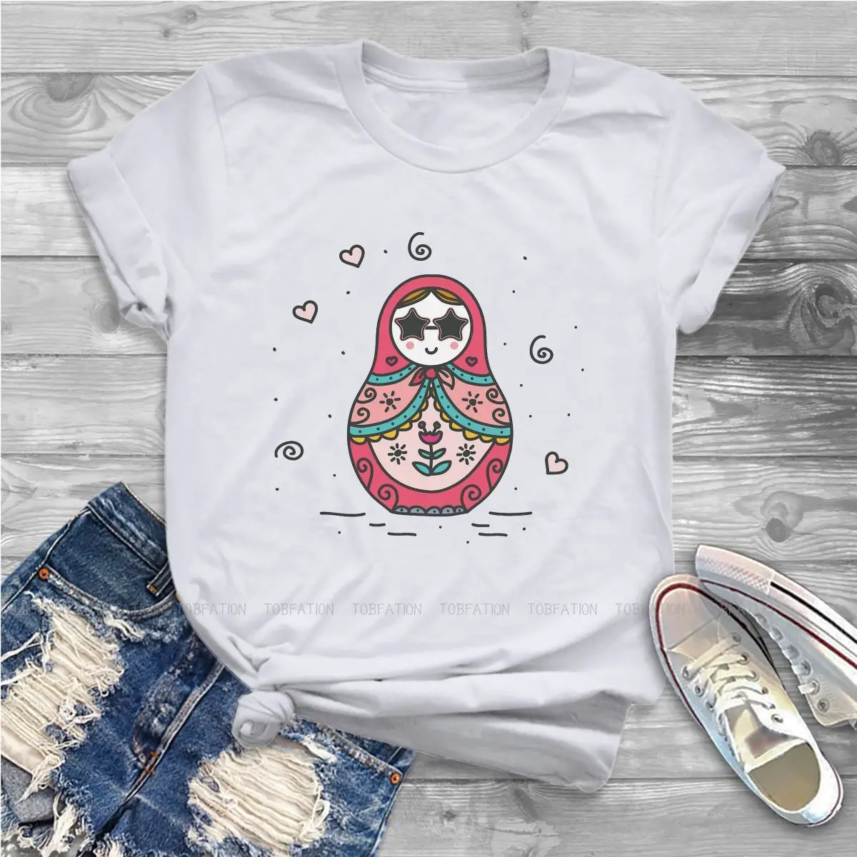 Matrioskas Matrioska Doll Russian Tea Girls T Shirt Pink Female Top Harajuku Funny Tees Ladies 4Xl Cotton Tshirt