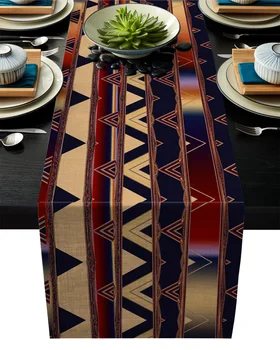 

Geometric Triangle Stripes Retro Rustic Table Runner Home Dining Room Decor Table Cloth Wedding Christmas Party Table Runners
