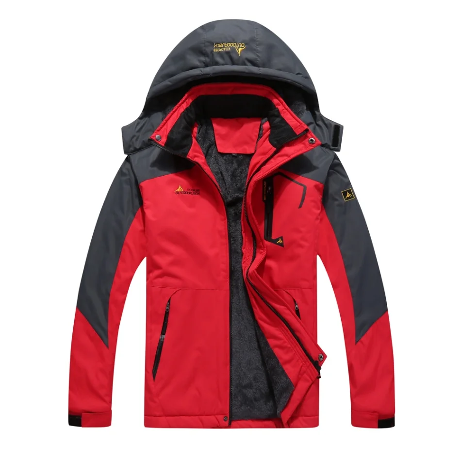 Красный Men's Male Mountain Waterproof Ski Jacket Windproof Rain Winter Inner Fleece Waterproof Jacket Outdoor Sport Warm Brand Coat - Цвет: Красный