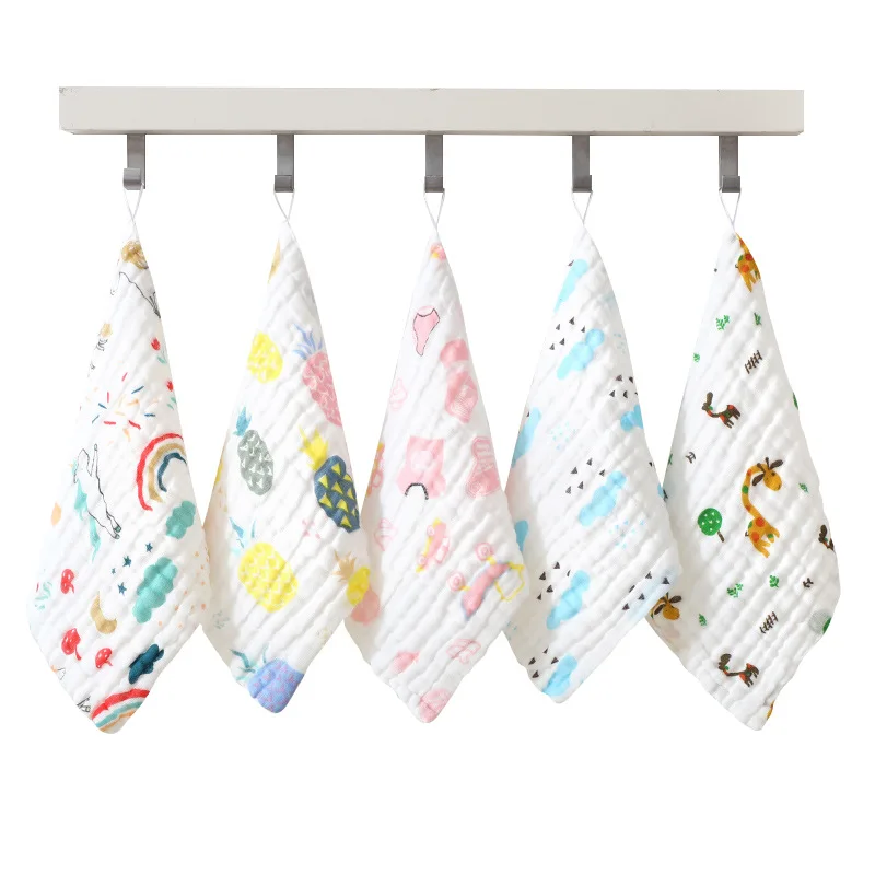 Luxury Cotton Muslin Baby Washcloth Set - 5 Piece Soft Gauze Towel Collection