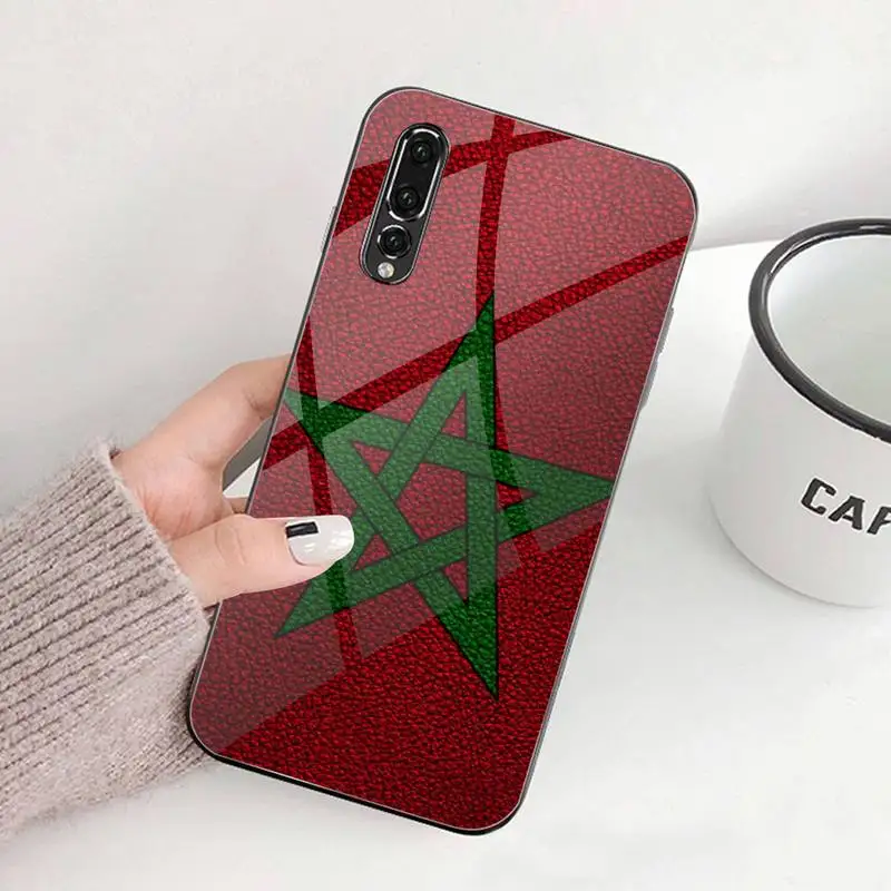 Morocco Flag Coat Of Arms Phone Case Tempered Glass For Huawei P30 P20 P10 lite honor 7A 8X 9 10 mate 20 Pro huawei silicone case Cases For Huawei