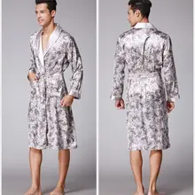 Chinese men's rayon pajamas Robe de nuit Bathrobe robe loose Pyjamas casual home service men's kimono bathrobe dress