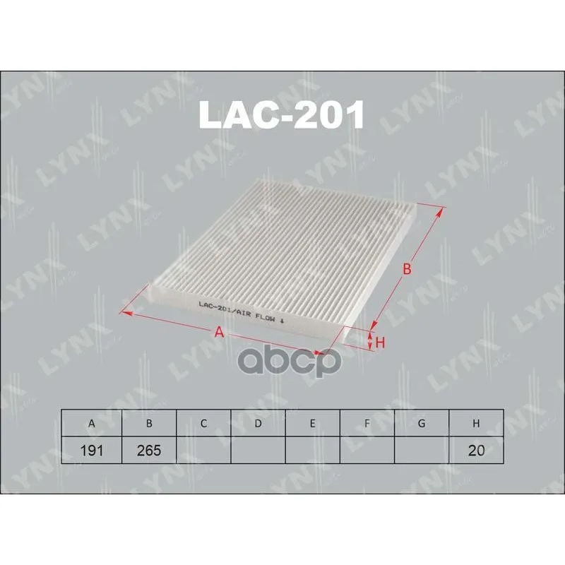 Фильтр Салона Nissan Dualis(07-),Qasqai(08-),Rogue(08-),Tiida,X-Trail(07-) LYNXauto арт. LAC201