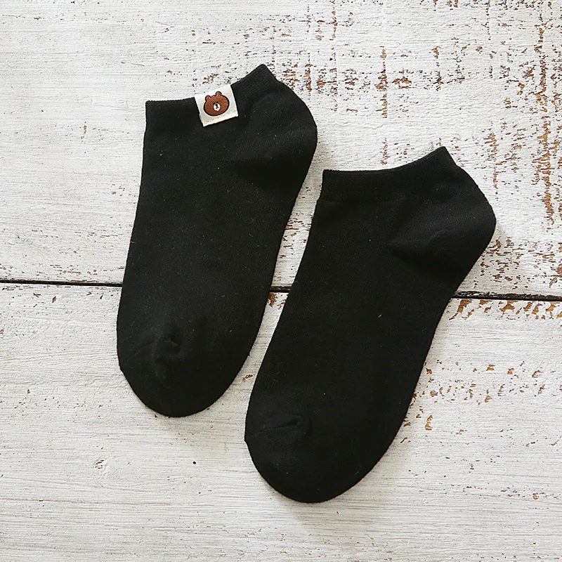 02 Новые женские носки-башмачки с Мопсом, Япония, Calcetines Mujer, весна и осень однотонные, 200 шпильки, с мишками, неглубокие, невидимые, хлопковые - Цвет: 02