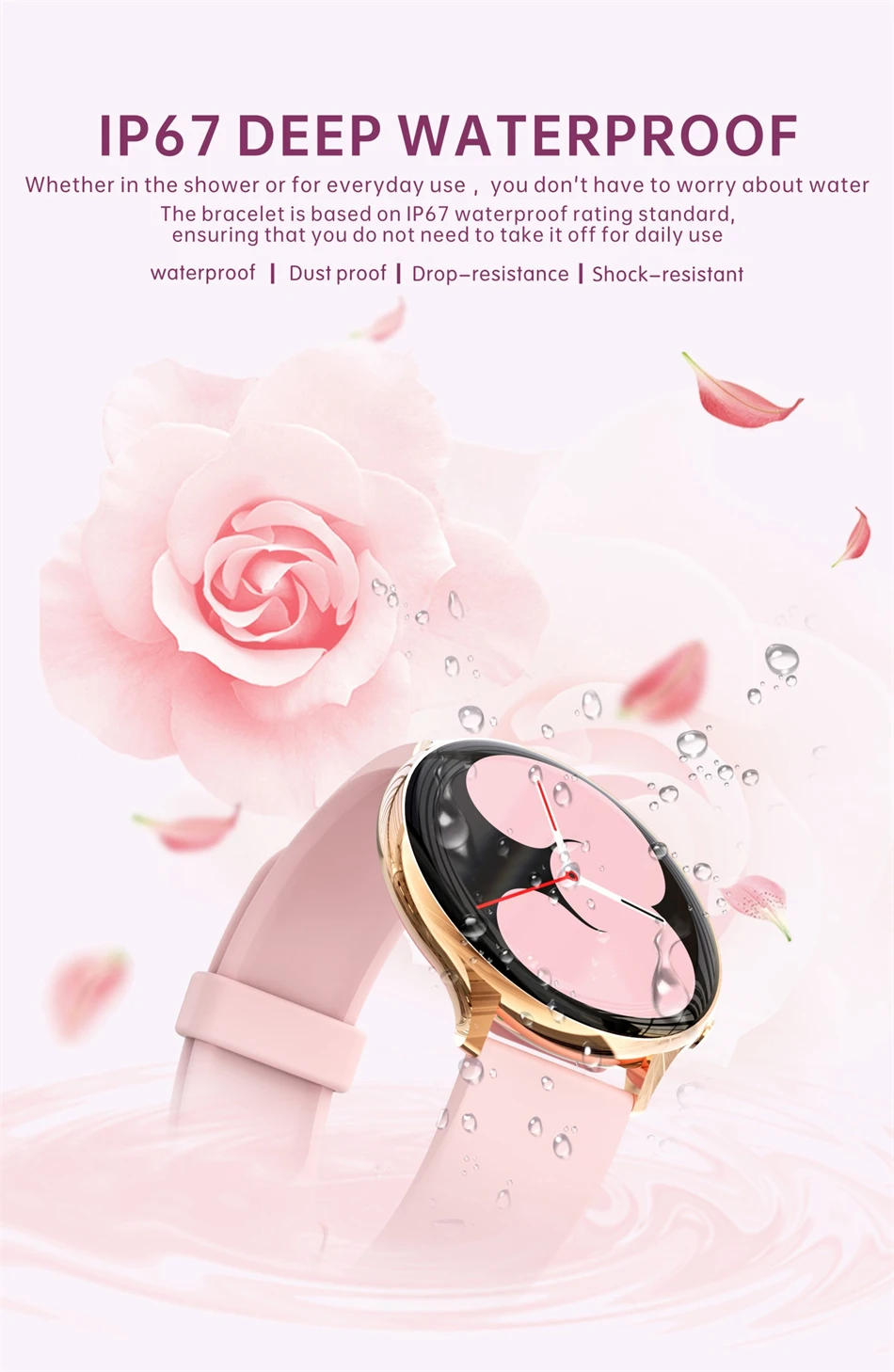 2021 New Fashion Women's Smart Watch Full Screen Touch Waterproof Bracelet Heart Rate Monitor Ladies Watches For Android IOS+Box