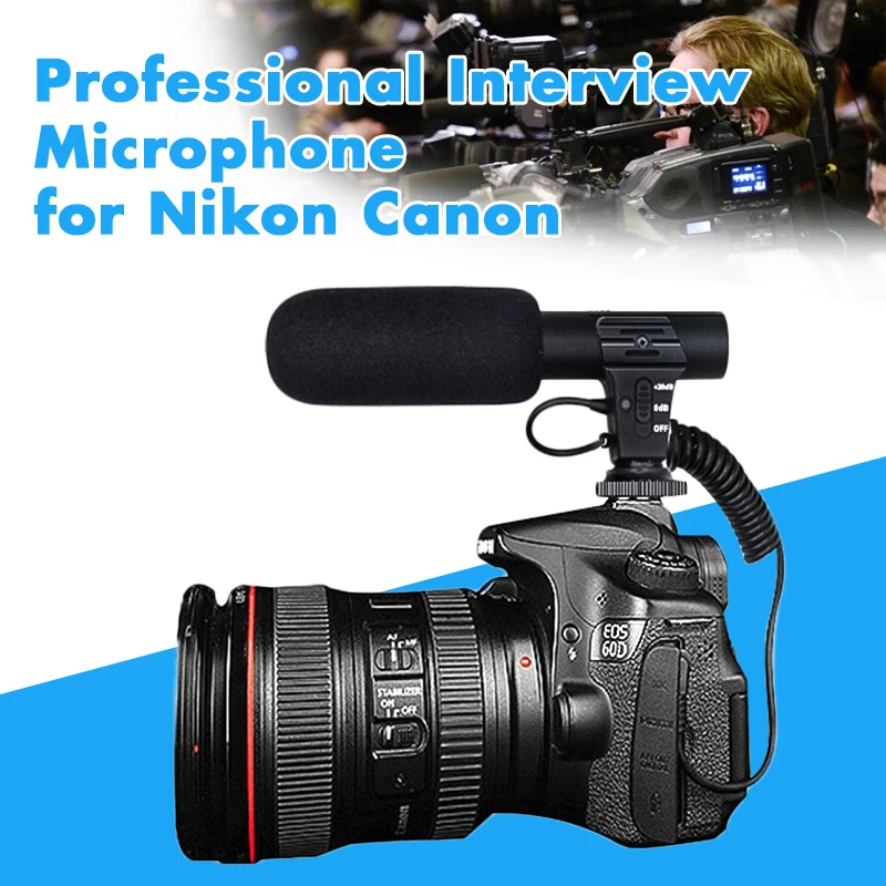 Профессиональный внешний Стерео конденсаторный микрофон для Nikon Canon DSLR камера фотография интервью видео Запись микрофон