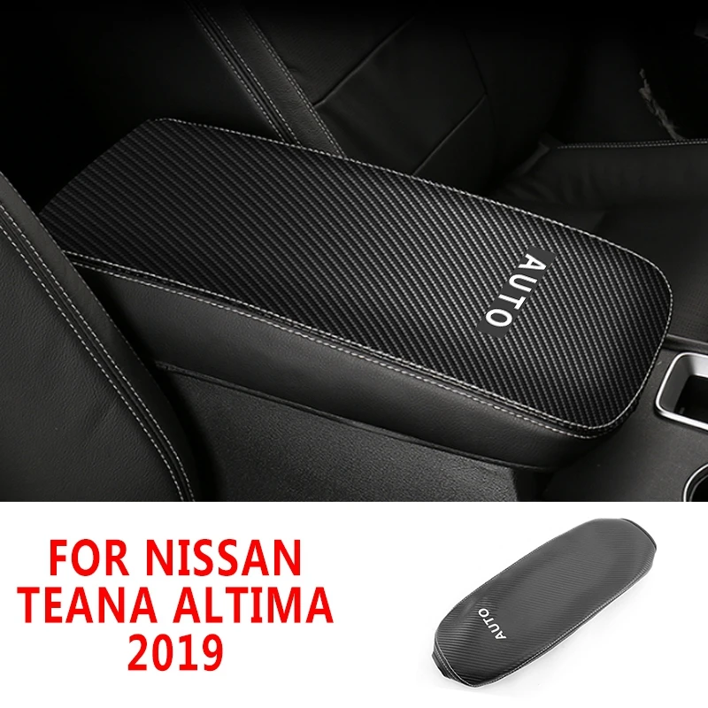 

pcmos Carbon Fiber Leather Inner Armrest Box Decor Cover Trim For Nissan Teana Altima 2019 Interior Parts Armrests Stickers New