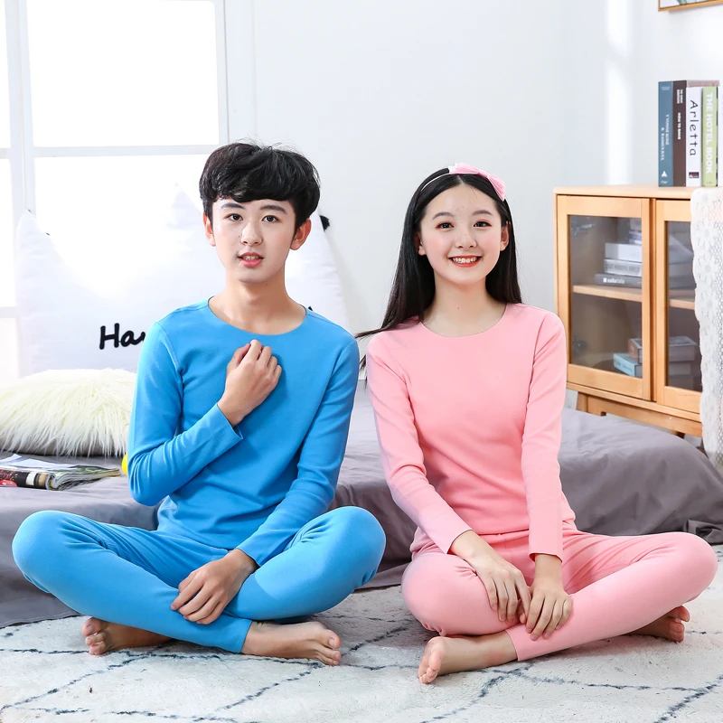 

Teen thermal underwear set boys sleepwear girls sleep pants children no trace autumn underwear suit pajamas sleep pants