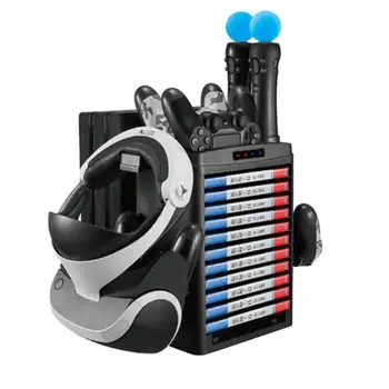 

For PS MOVE VR Vertical Charging Display Stand Showcase Game Disc Holder Dual Controller Charger Fan Cooler for PS4 Slim Pro