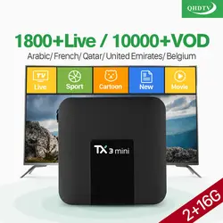 TX3 мини Ip ТВ Франции Android 7,1 2 GB 16 GB S905W ТВ коробке с 1 года QHD ТВ подписки Ip ТВ арабский Марокко Бельгии Нидерланды