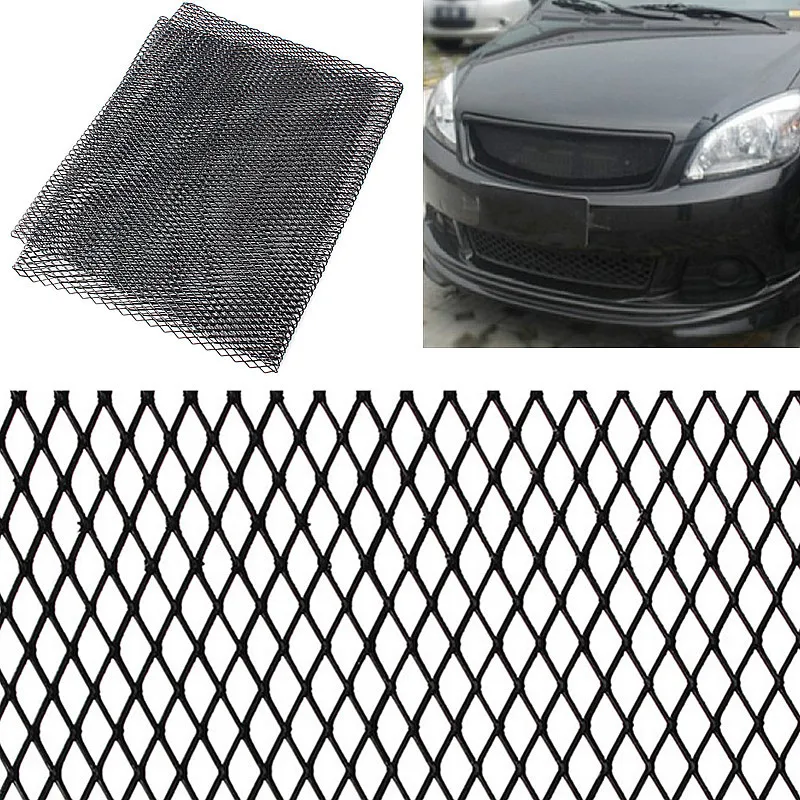 Universal 100x33cm Aluminum Car Vehicle Black Body Grille Net Mesh Grill Section Black /silver