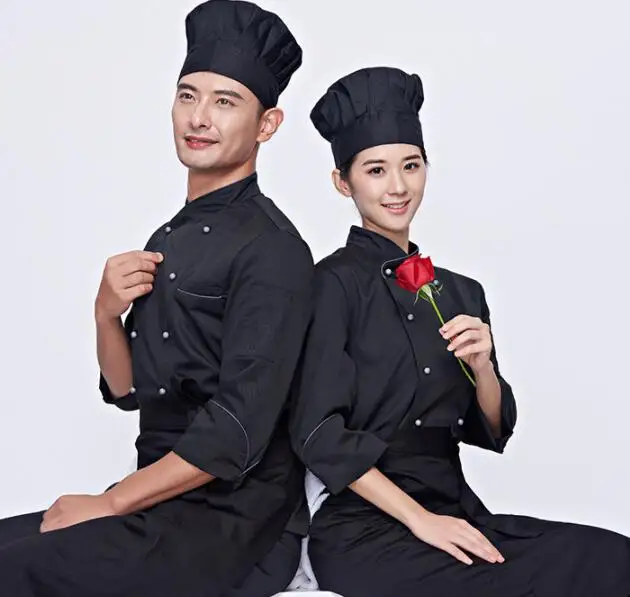 black chef uniform,Custom Unisex Style Restaurant Executive Chef