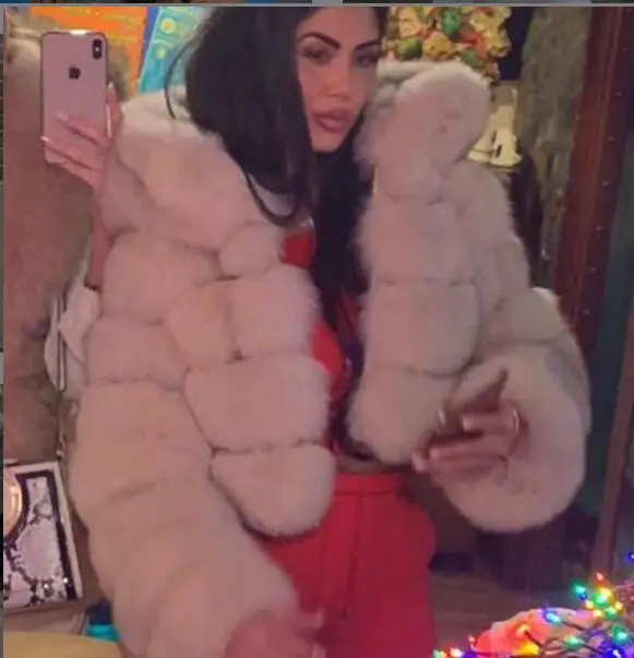 pink Зимнее женское роскошное пальто из натурального Лисьего меха, Высококачественная куртка из натурального Лисьего меха, женская теплая верхняя одежда, короткая тонкая - Цвет: pink