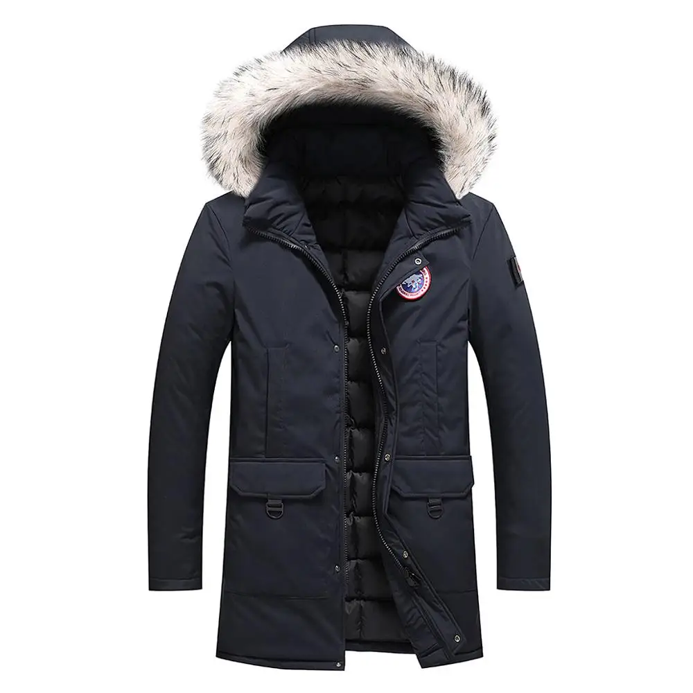 

New Design 2019 Plus size Long Winter Men Jacket With Fur Hood Men's Clothing Casual Jackets Thickening Parkas Male Coat