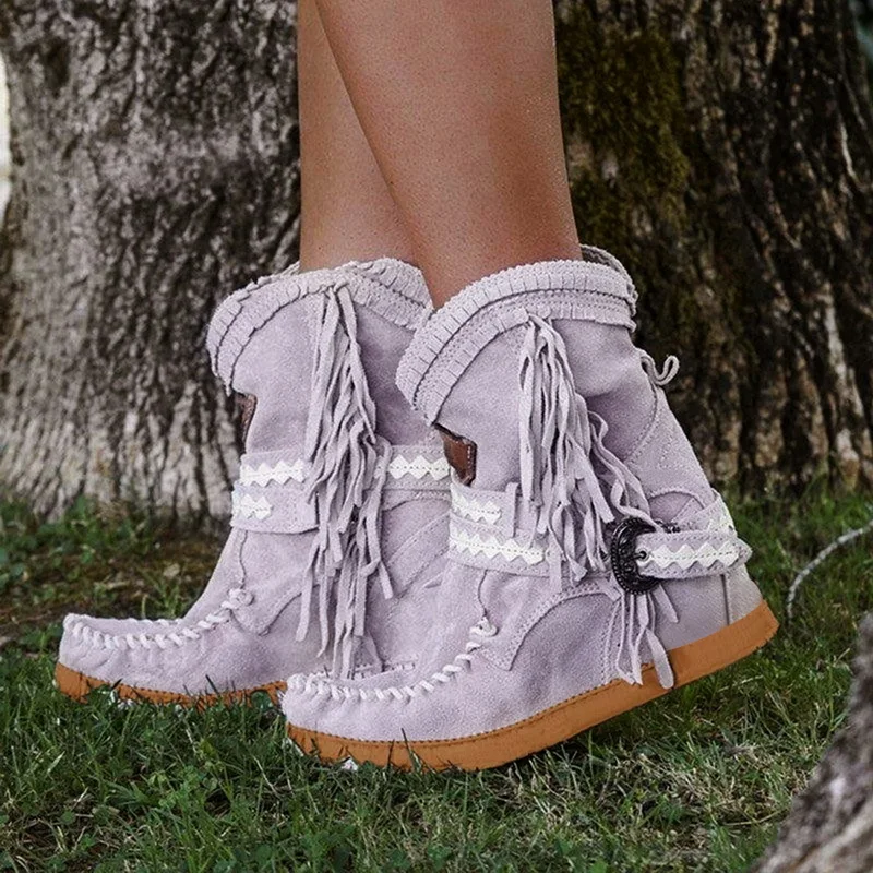PUIMENTIUA/женские ботильоны на высоком каблуке; обувь на танкетке со шнуровкой; винтажные женские ботинки из искусственной кожи; Mujer Zapatos botas mujer invierno - Цвет: gary B