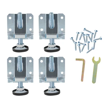 

4pcs Furniture Leveler Home Stable Universal Screw On Leveling Feet Support Adjustable Table Leg Cabinets Heavy Duty With Screws