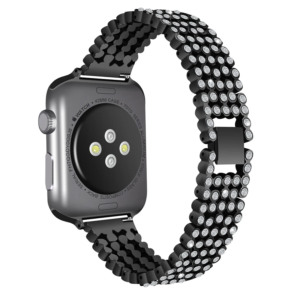 Высококачественный металлический браслет для часов Iwatch 4 5 Band 44 мм 40 мм замена стальной Алмазный ремешок для Apple Watch Series 3 2 1