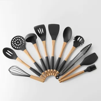 

11Pcs/Set Kitchen Cooking Non-stick Silicone Dinnerware Set Spoon Gadgets Utensils Heat Resistant Egg Beaters Spatula Accessorie