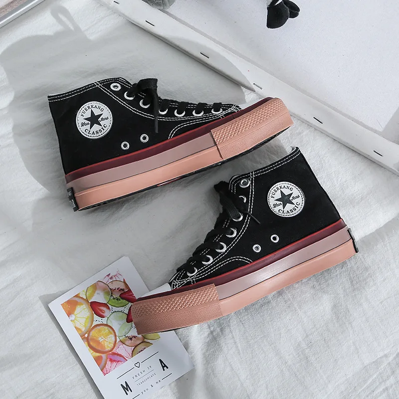 

2019 Autumn New Style Casual Versatile Korean-style Ulzzang Hight-top Canvas Shoes INS Trend Skateboard Shoes 1970s