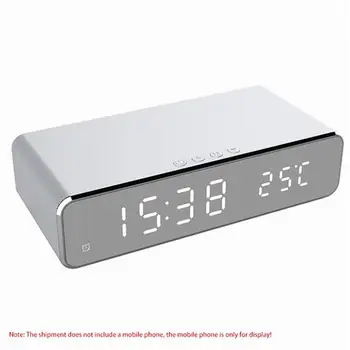 

Alarm Clock with Phone Wireless Charger LED Modern Digital Clock for Indoor Thermometer Electronic Desktop Clock Despertador