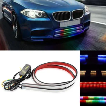 

2X 12V 60LED led Flexible Front Grille light strip Center Net Strip Colorful Night Lights Brake Turn Signal Flow Lamp Strips