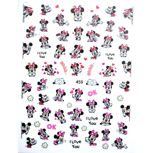 1PCS Disney Cartoon Anime Collection Star Design Nail Sticker Mickey Mouse Donald Duck Lion King Mermaid Stitch Nail Slider DD459
