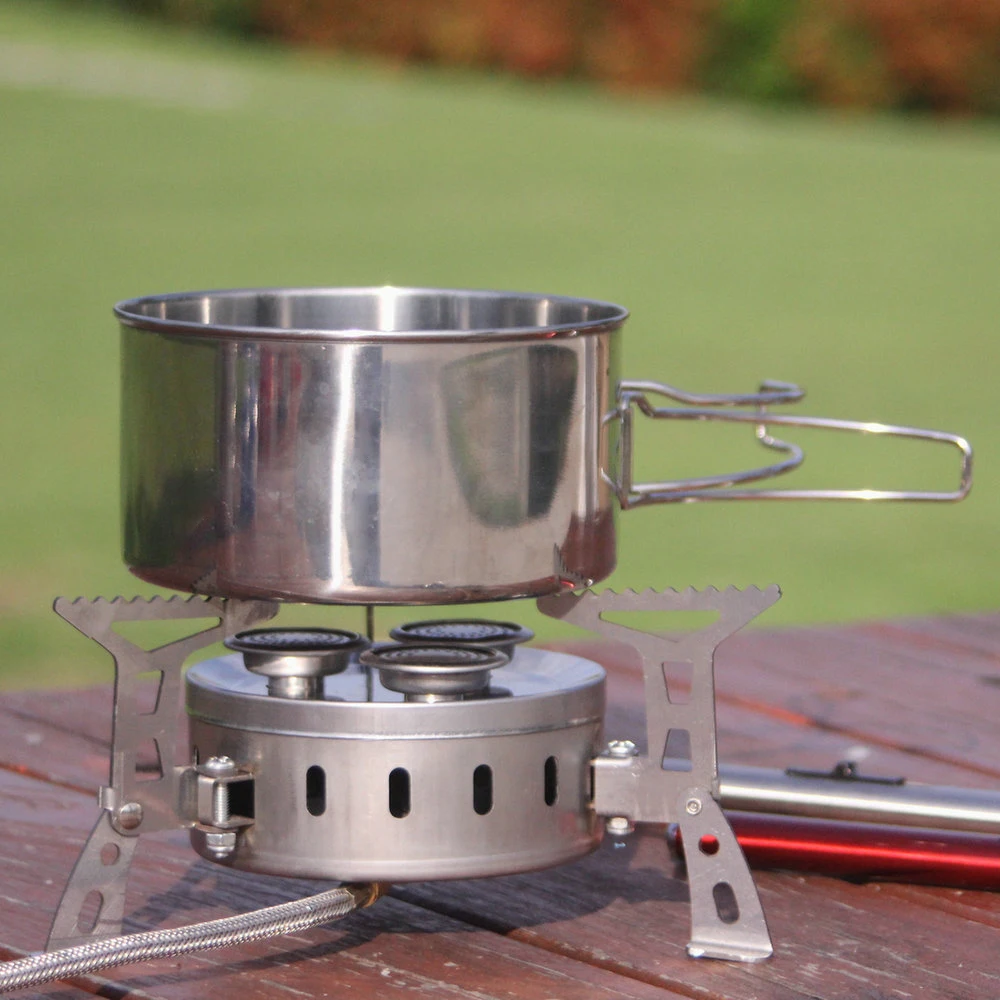 Outdoor Camping 3-burner Gas Stove Burner Portable Foldable Stainless Steel Cooking Stove Furnace for Backpacking Hiking Picnic