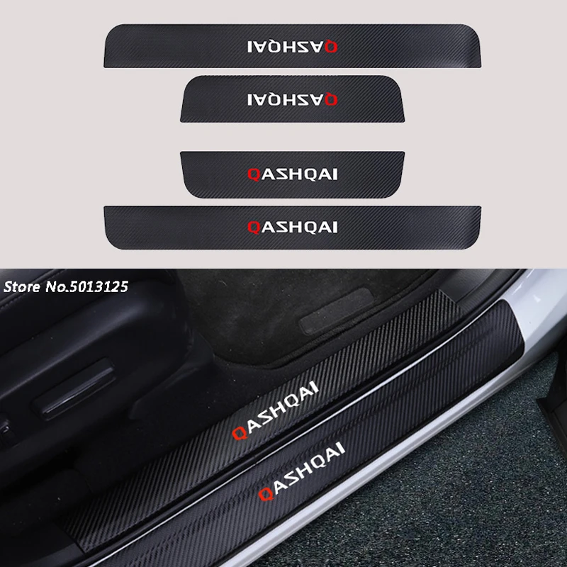 

Exterior Interior Leather Carbon Fiber Door Pedal Bumper Scratch Protector Sill Threshold For Nissan Qashqai J11 2016-2019