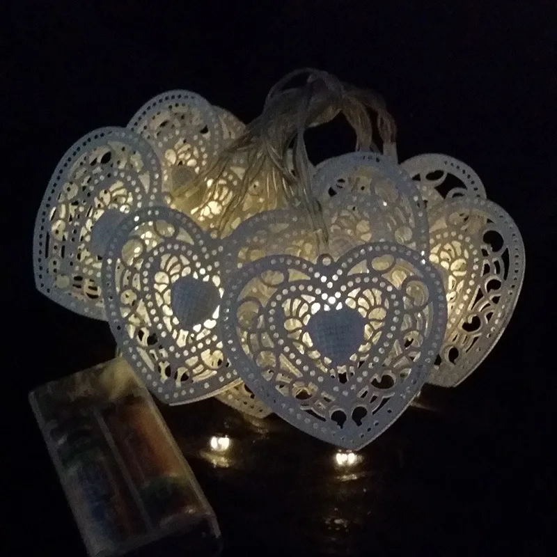 

Iron Art Hollow Out Heart Battery Lighting Chain Creative LED String Lamp Heart Shape Valentine's Day Gift's Decorative Lights