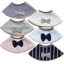 Хлопковый детский нагрудник, слюнявчик для прорезывания зубов, водонепроницаемые нагрудники в полоску с бантом, поддельные полотенца для галстука