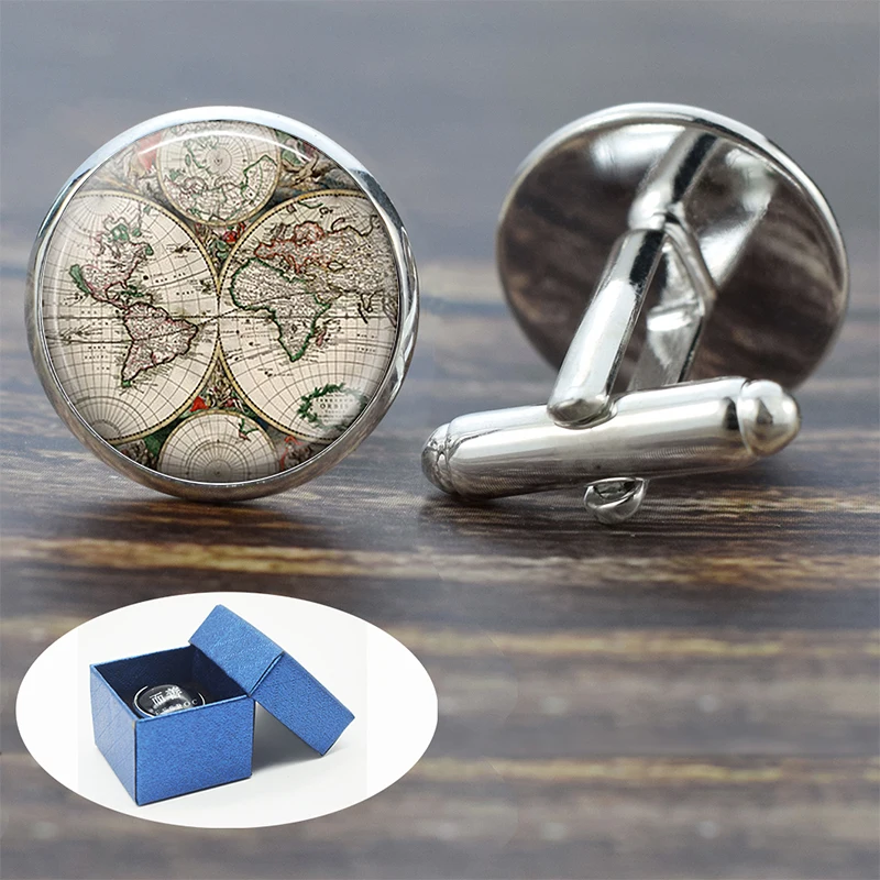 

Earth World Map Globe Cufflinks for Mens Cuff Button Americas Europe Map Silver Cuff Links Wedding Cufflinks Men Fashion Jewelry