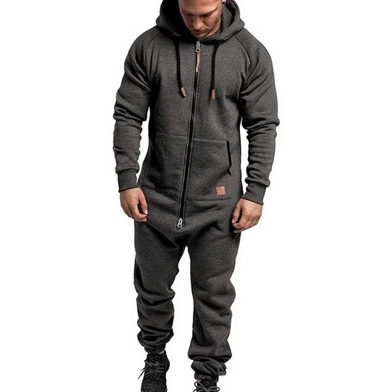 Pure Color Splicing Men's Jumpsuit Men's Overalls Hoodies Zipper One Piece Playsuit Male Jumpsuits Streetwear Macacao Masculino Pure Color Splicing Men's Jumpsuit Men's Overalls Hoodies Zipper One Piece Playsuit Male Jumpsuits Streetwear Macacao Masculino