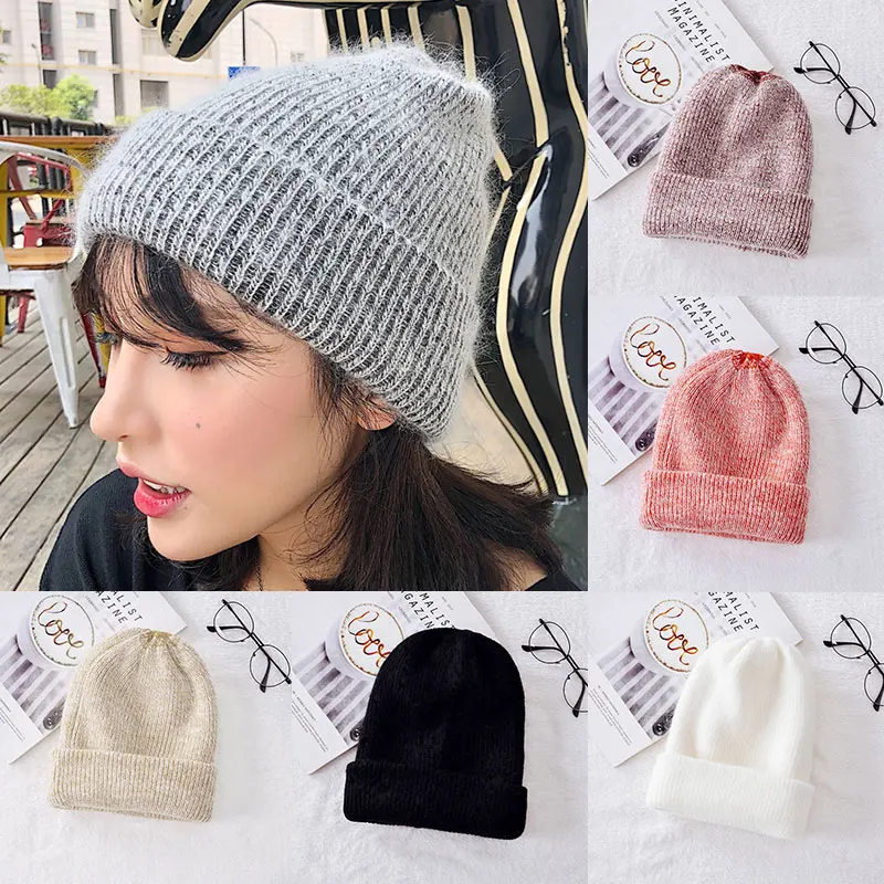 

New Solid Winter Hats Beanie Knitted Warm Soft Trendy Simple Korean Style Women Wool Casual Caps Elegant Lady All-match Beanie