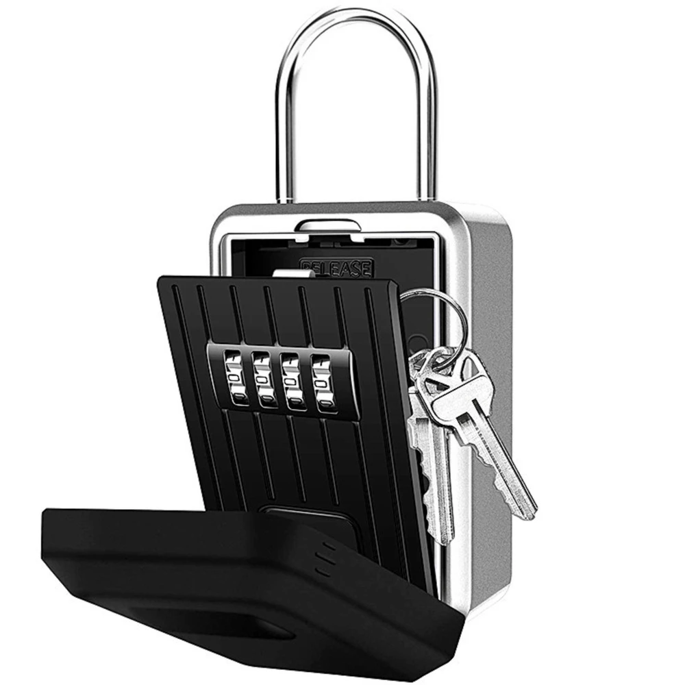 Wall Hanging Outdoor Key Storage Lock Box 4-Digit Combination Password Key Safe Box Resettable Code Key Holder Hider 7