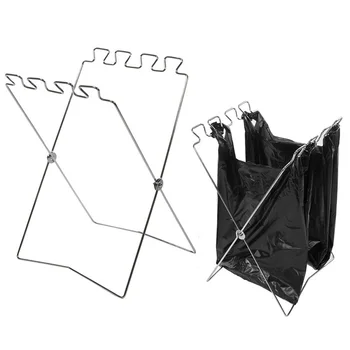 

Fine Workmanship Kitchen Trash Bag Holder Stainless Steel Hanger Practical Tool Rubbish Easy To Carry 57 * 31cm
