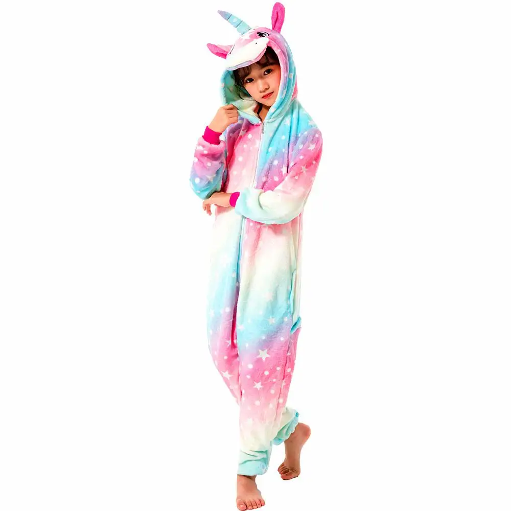Kigurumi/Детские пижамы с единорогом; детские зимние комбинезоны; одежда для сна; пижамный комплект для мальчиков и девочек; Симпатичная Пижама Тоторо-животных - Цвет: Galaxy Star TianMa