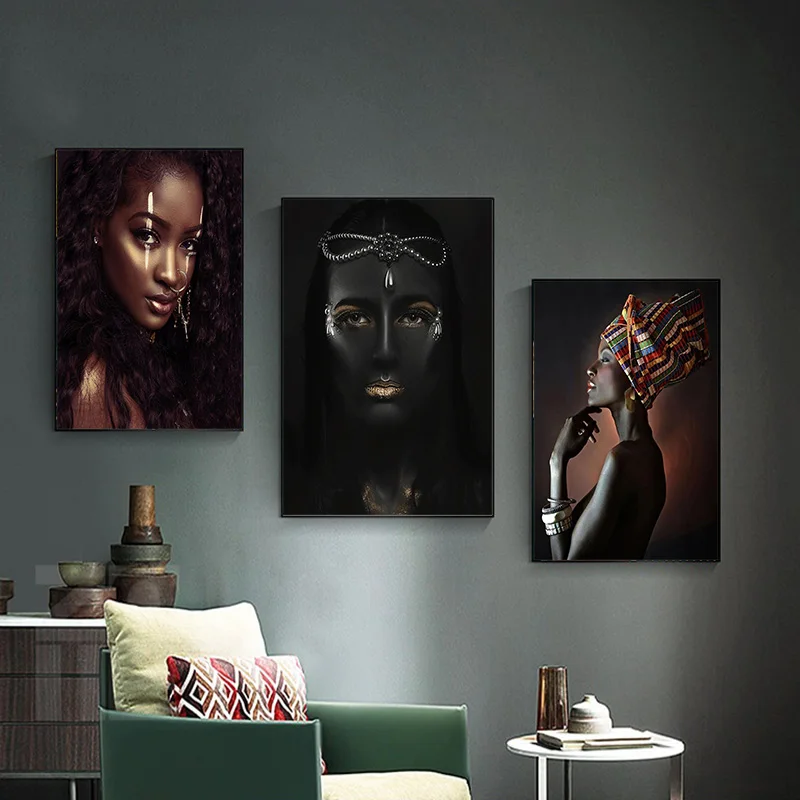 Black-and-White-African-Art-Nude-Woman-Canvas-Painting-Nordic-Posters-and-Print-Scandinavian-Wall-Art