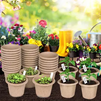 

Seed Starter Peat Pot Kit For Garden Seedling Tray ,Biodegradable Seed Nursery Cup, 30pcs Seedling Tray + 10pcs Plant Labels